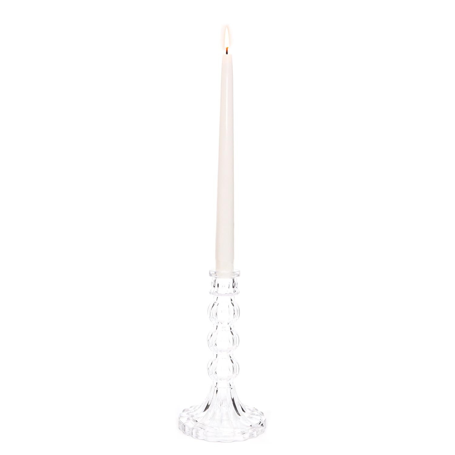 20 cm Kristal Şamdan Mumluk ve Mum Seti (Tekli)
