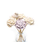 Dekoratif Bambu Çubuklu Koku Yayan Büyük Çiçekler-Ekru Set