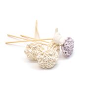 Dekoratif Bambu Çubuklu Koku Yayan Büyük Çiçekler-Ekru Set