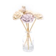 Dekoratif Bambu Çubuklu Koku Yayan Büyük Çiçekler-Ekru Set