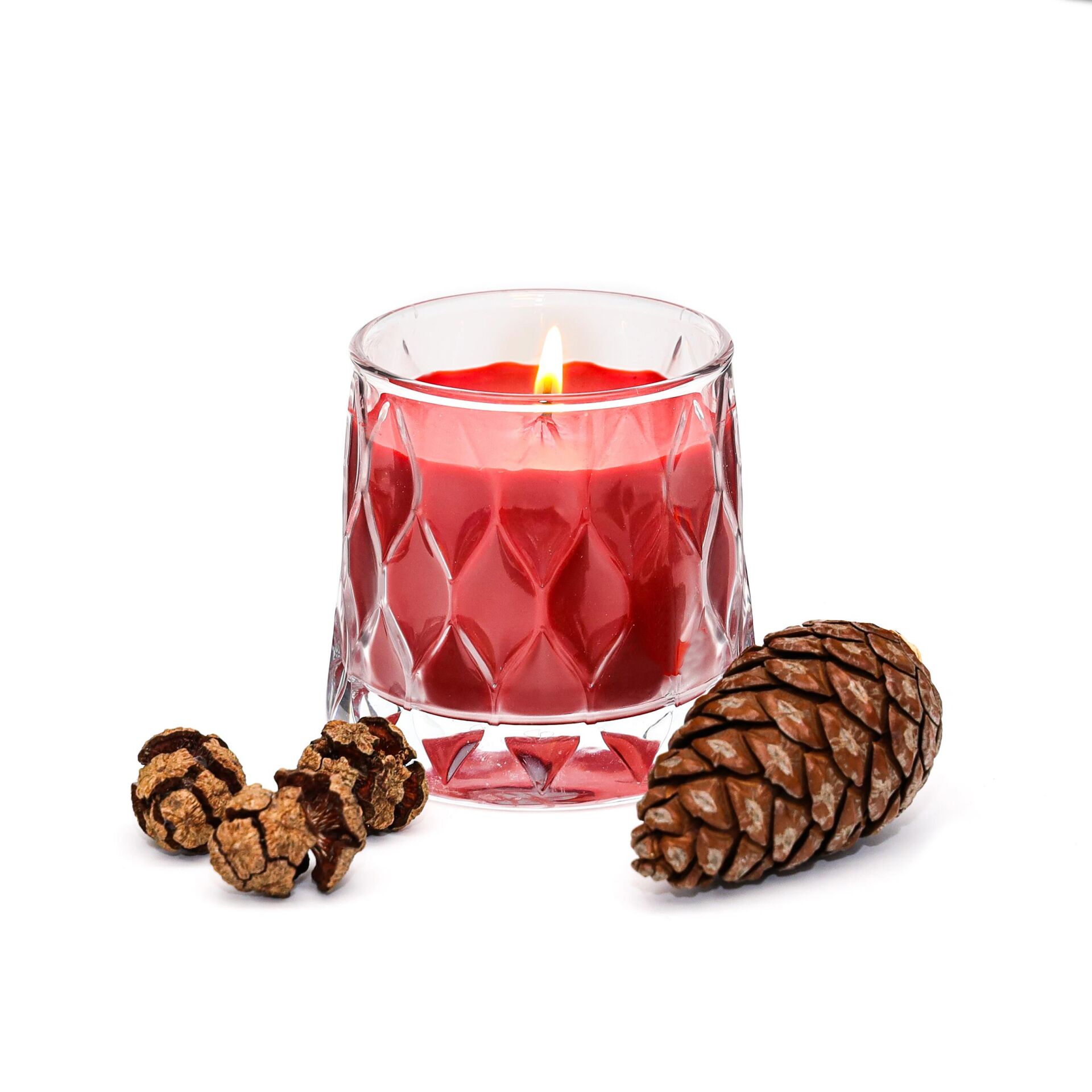 Yılbaşı Kristal Cam Bardak Kırmızı Spice Orange Kokulu Vegan Mum
