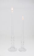 2li Kristal Cam Şamdan Mumluk ve Mum Seti