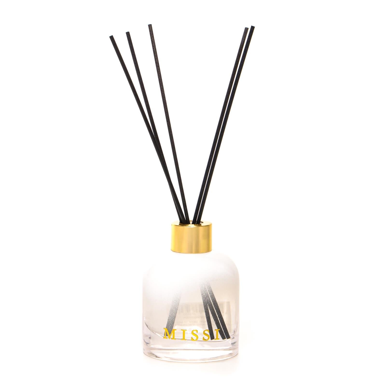 130 ml Degrade Beyaz Cam Şişe Bambu Çubuklu Black Orchid Oda Kokusu