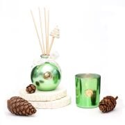 230 ml Yeşil Golden Glow Apple& Cinnamon Oda Kokusu Ve Mumluk Hediye Seti