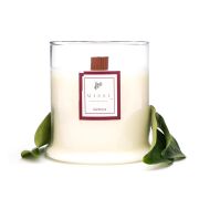 Büyük Üfleme Cam Ahşap Fitilli Gardenya Vegan Mum (380 gr)