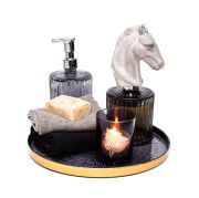 Dekoratif Siyah Cam Sunumluk Tepsi/tabak