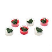 Yılbaşı 6lı Çamağacı Kabartmalı Spice Orange Kokulu Ekru-Kırmızı Tealight Mum Seti
