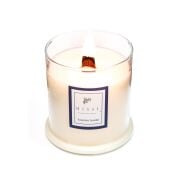 Büyük Üfleme Cam Ahşap Fitilli Yasemin Sandal Vegan Mum (380 gr)