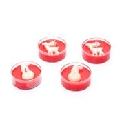 Yılbaşı 4lü Spice Orange Kokulu Kırmızı Kardanadam ve Geyik Temalı Tealight Mum Seti