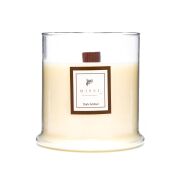 Büyük Üfleme Cam Ahşap Fitilli Dark Amber Vegan Mum (380 gr)