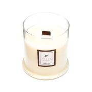 Büyük Üfleme Cam Ahşap Fitilli Dark Amber Vegan Mum (380 gr)