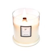 Büyük Üfleme Cam Ahşap Fitilli Black Vanilya Vegan Mum (380 gr)