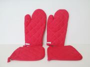 Kırmızı Kapitone Fırın Eldiveni Ve Tutacak Seti
