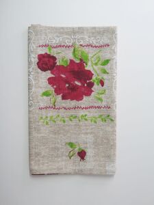 MİSSİ KIRMIZI GÜL DESENLİ PAMUKLU RUNNER (40X150 CM)