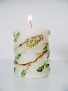 EL YAPIMI KAHVERENGİ KUŞ KABARTMALI MUM