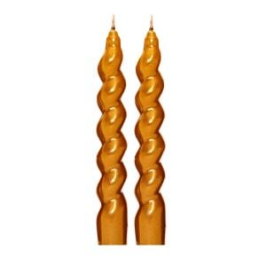 2li Twirl Glow Gold Şamdan Mum Seti (18 cm)