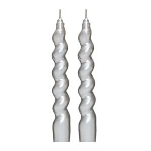 2li Twirl Glow Gümüş Şamdan Mum Seti (18 cm)