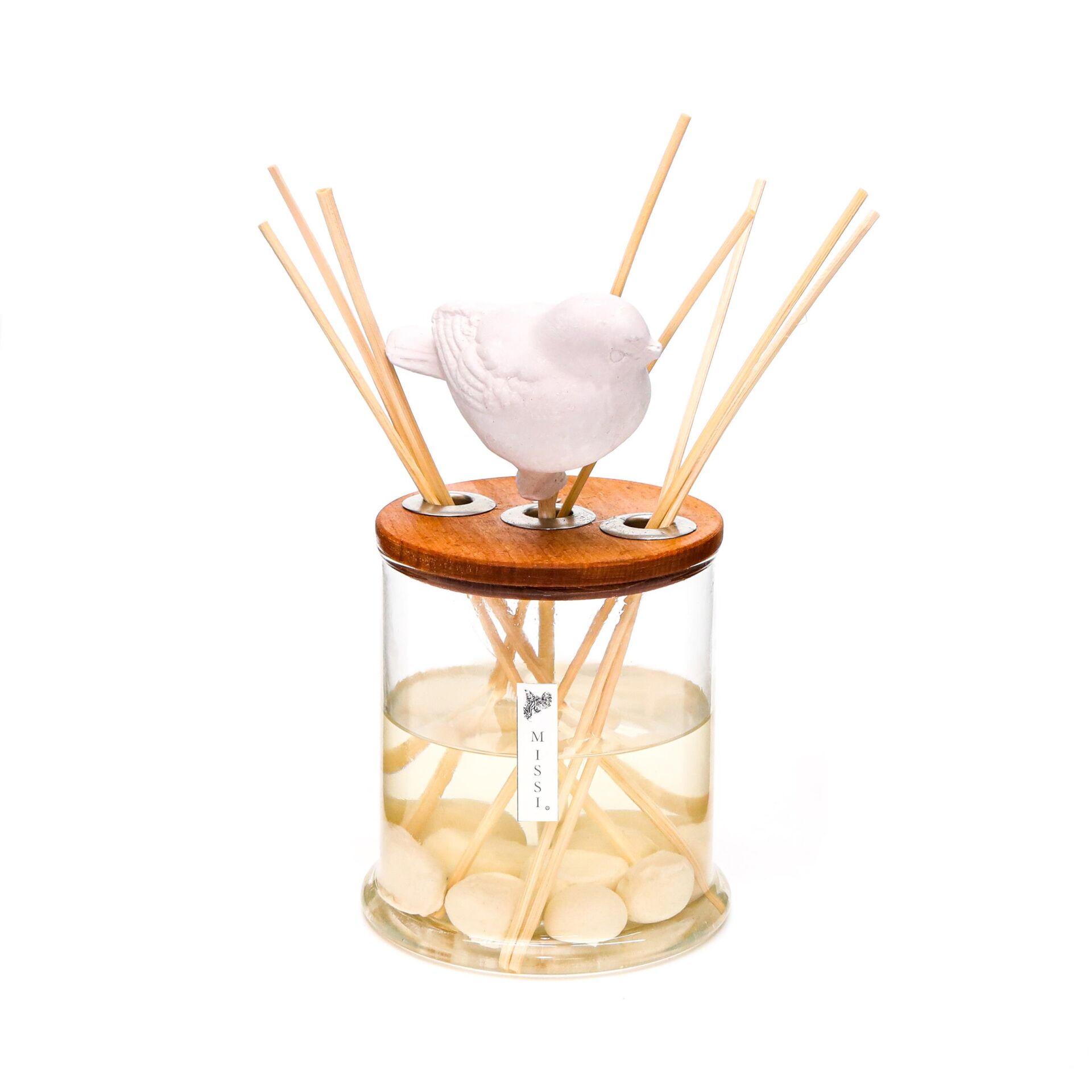 250 ml Dekorlu Masif Ahşap Kapaklı Yuvarlak Şişe Dark Amber Oda Kokusu