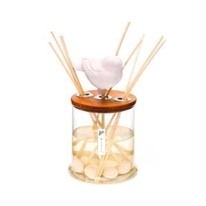 250 ml Dekorlu Masif Ahşap Kapaklı Yuvarlak Şişe Dark Amber Oda Kokusu