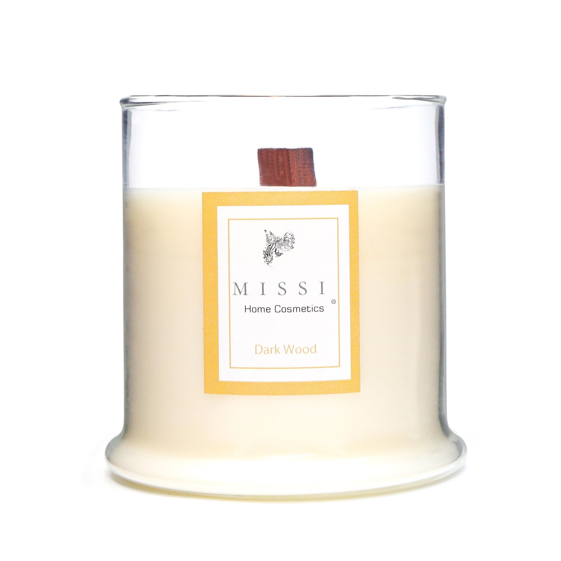 Büyük Üfleme Cam Ahşap Fitilli Dark Wood Vegan Mum (380 gr)