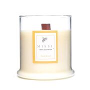 Büyük Üfleme Cam Ahşap Fitilli Dark Wood Vegan Mum (380 gr)