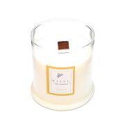 Büyük Üfleme Cam Ahşap Fitilli Dark Wood Vegan Mum (380 gr)