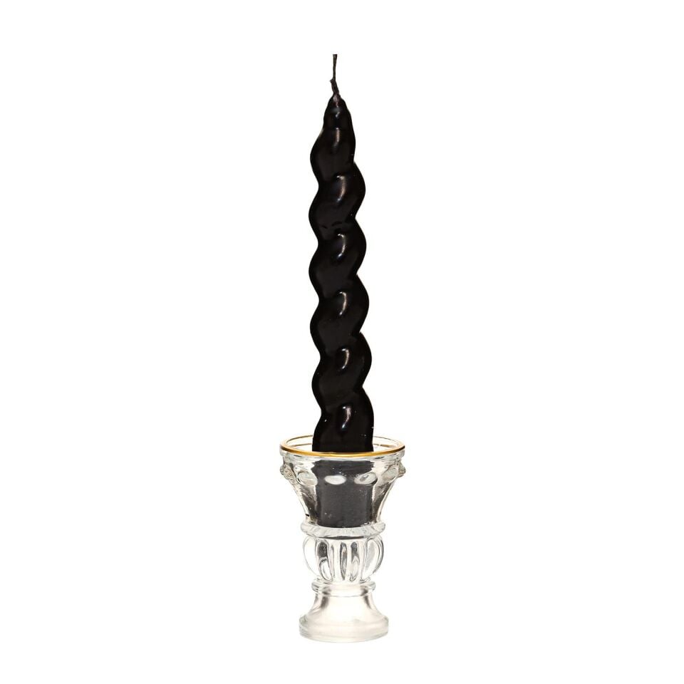 2'li Twirl Glow Siyah Şamdan Mum Seti (18 cm)