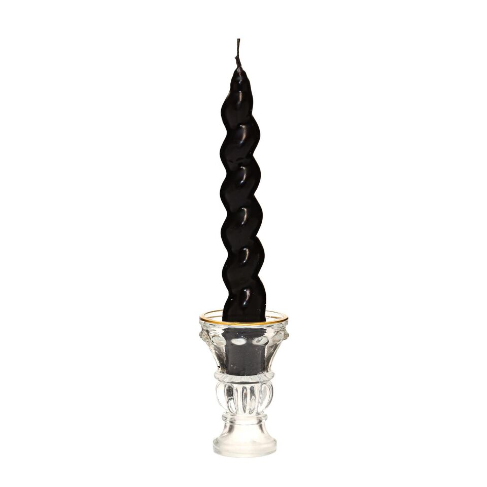 2'li Twirl Glow Siyah Şamdan Mum Seti (18 cm)