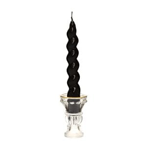 2'li Twirl Glow Siyah Şamdan Mum Seti (18 cm)
