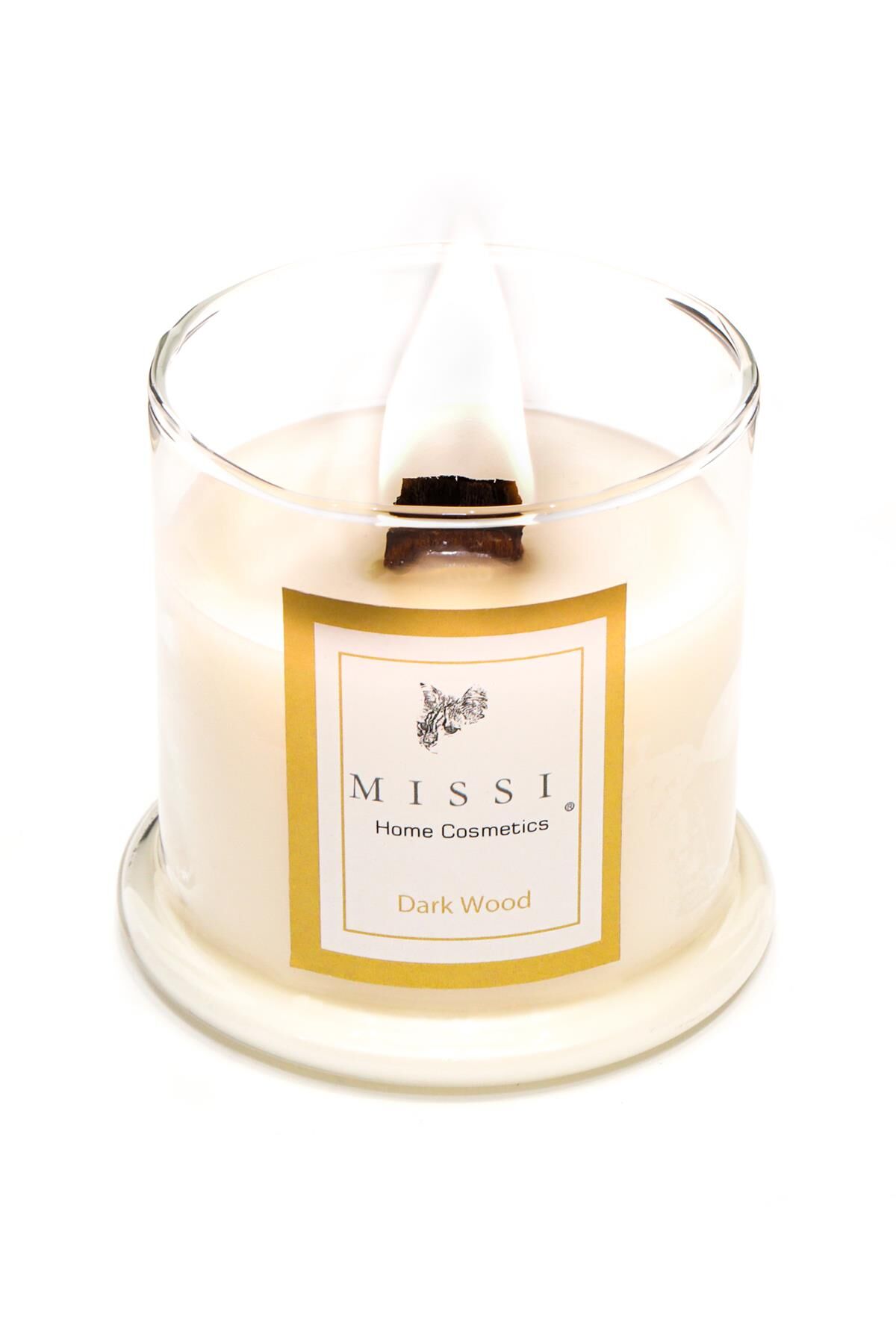 Üfleme Cam Ahşap Fitilli Dark Wood Vegan Mum(140 gr)