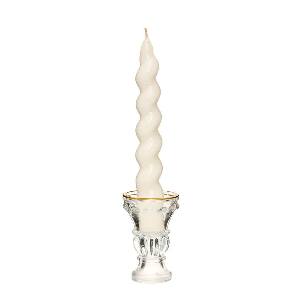 2li Twirl Glow Beyaz Şamdan Mum Seti (18 cm)