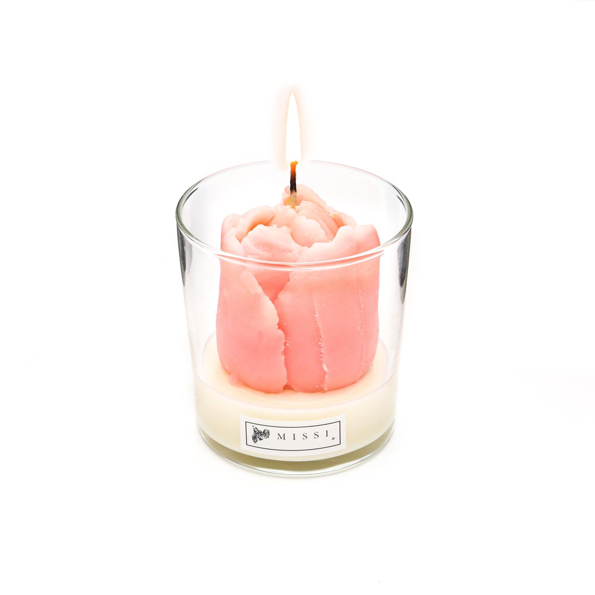 Cam İçi Ottoman Garden Kokulu Pembe Lale Vegan Mum