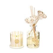 200 ml Gold Boyalı Cam Şişe Oud Vanilya Oda Kokusu ve Mum Seti