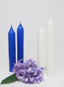 2li Ekru Kalın Şamdan Mum Seti (3,5 cm çap)