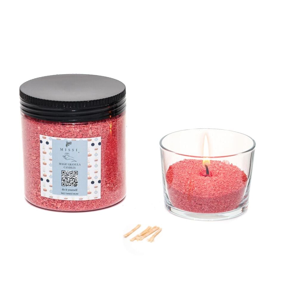 Garden Rose-Pudra Kokulu Pembe Yaratıcı İnci Tozu Mum (30 adet fitil ile birlikte)-250 gr