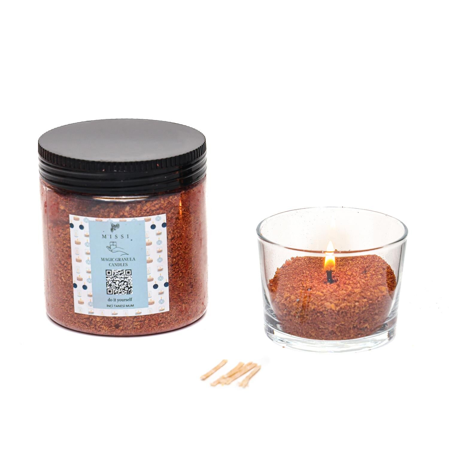 Dark Amber Kokulu Taba Yaratıcı İnci Tozu Mum (30 adet fitil ile birlikte)-250 gr