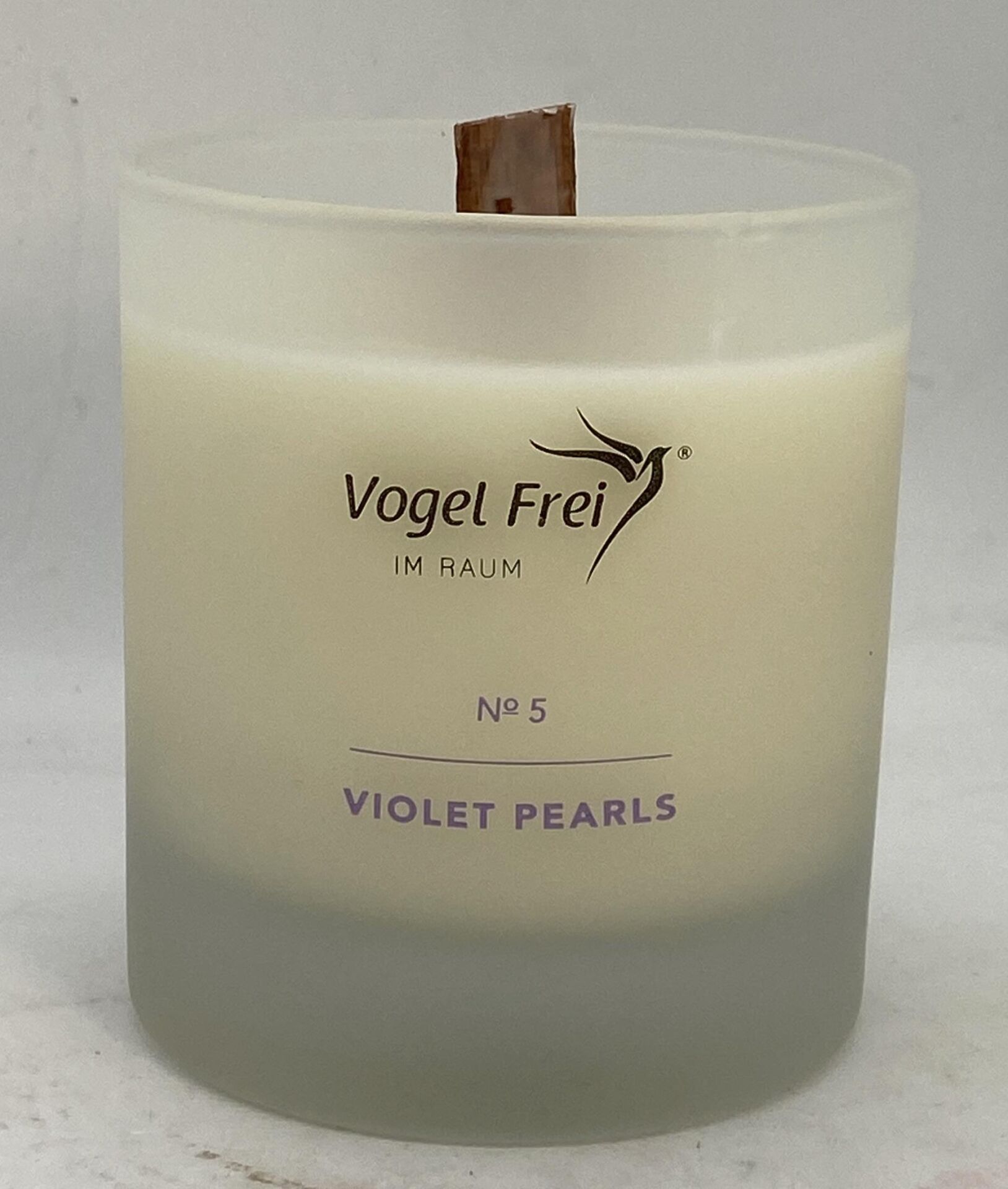 BÜYÜK AHŞAP FİTİLLİ VIOLET PEARLS VEGAN MUM