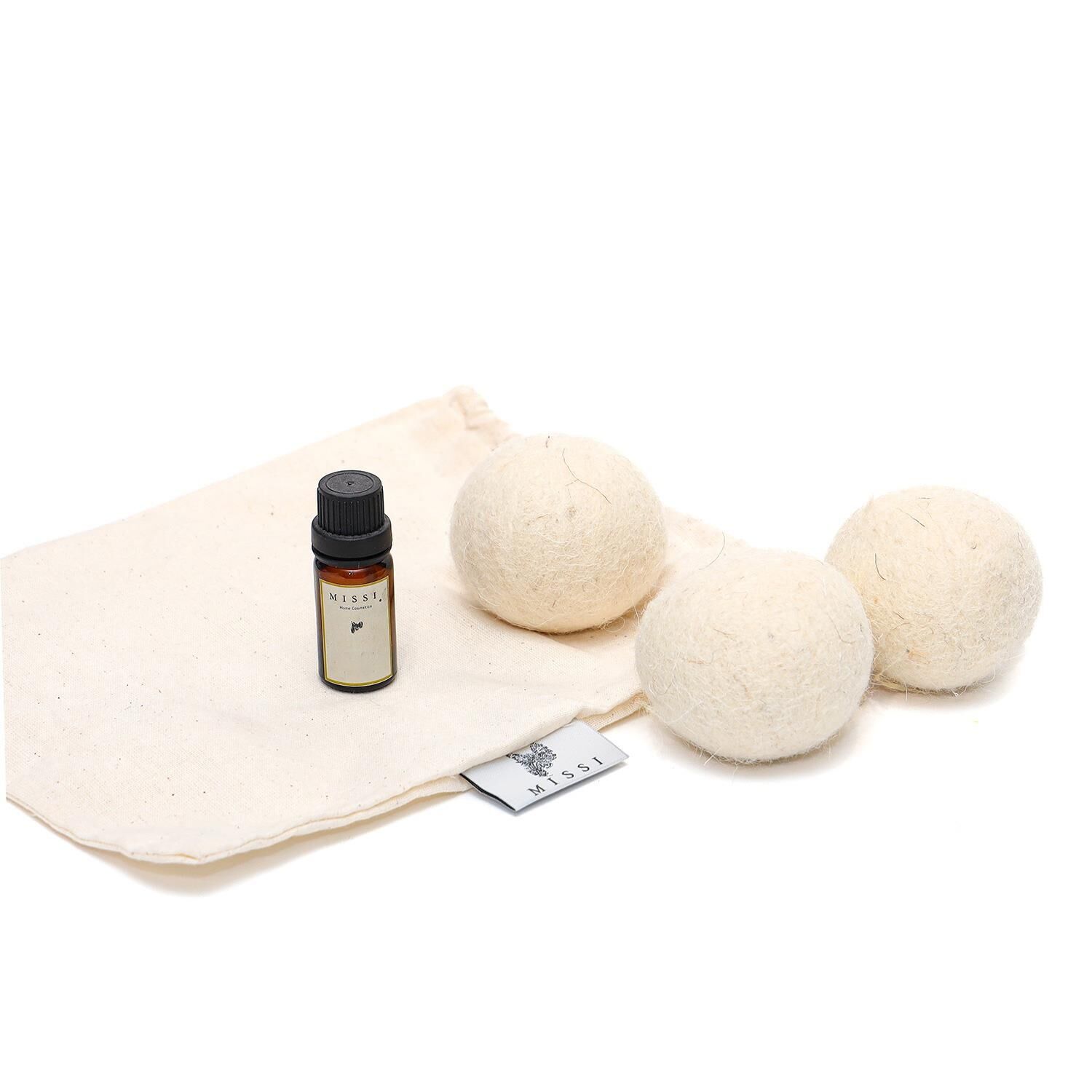 3 Adet Yün Çamaşır Kurutma Topu + 10ml Hanımeli Esansı