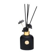 130 ml Siyah Cam Şişe Seramik Çiçek Taş Bambu Çubuklu Black Vanilya Oda Kokusu