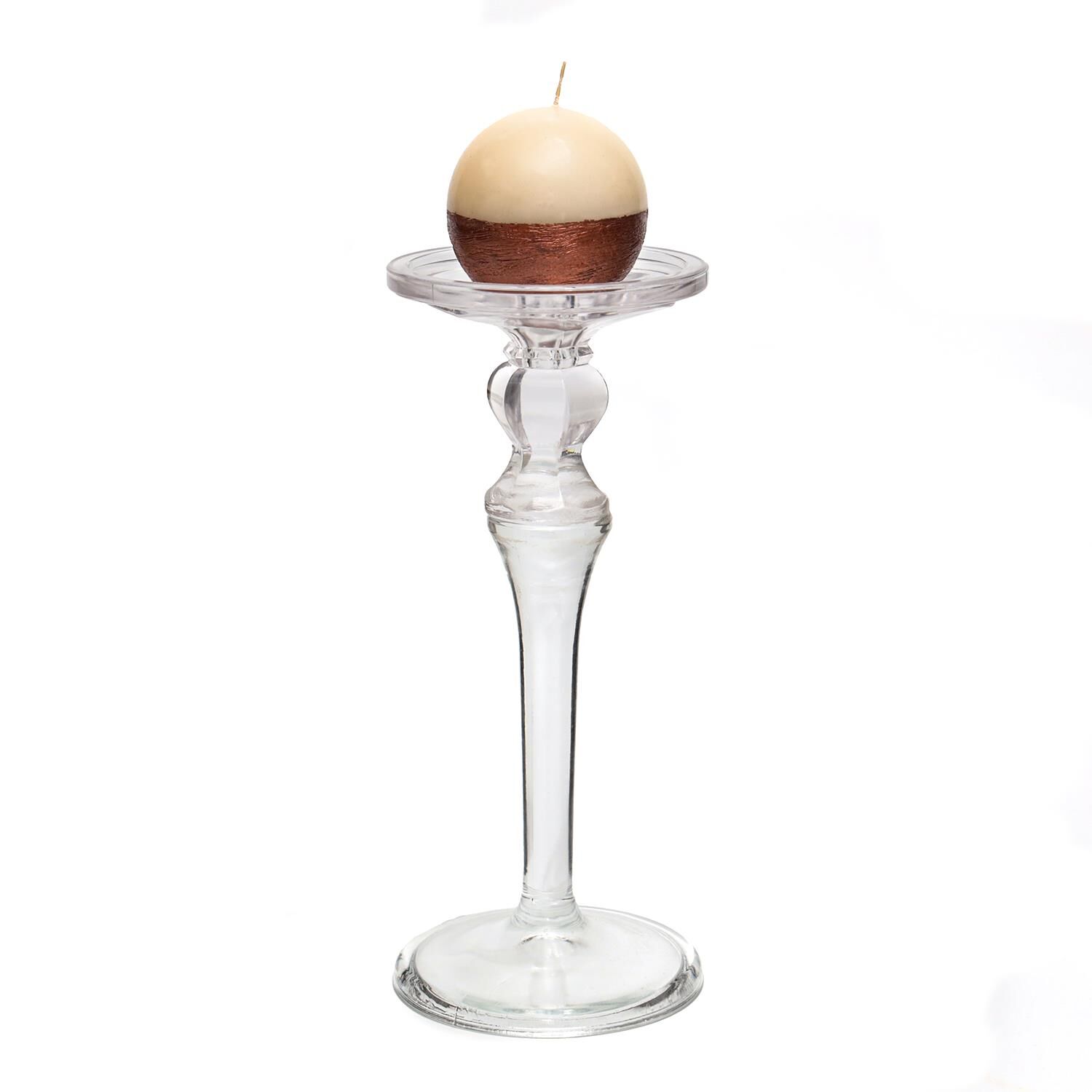 Ayaklı El Yapımı Cam Şamdan Mumluk (30 cm)