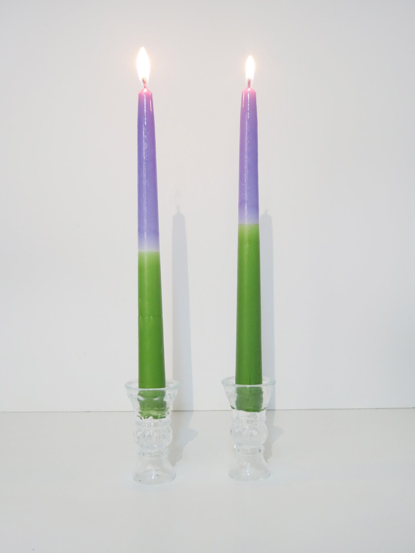 MİSSİ 2Lİ MOR-YEŞİL KONİK ŞAMDAN MUM SETİ