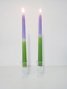 MİSSİ 2Lİ MOR-YEŞİL KONİK ŞAMDAN MUM SETİ