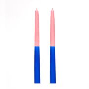 2'li Pembe-Mavi Konik Şamdan Mum Seti