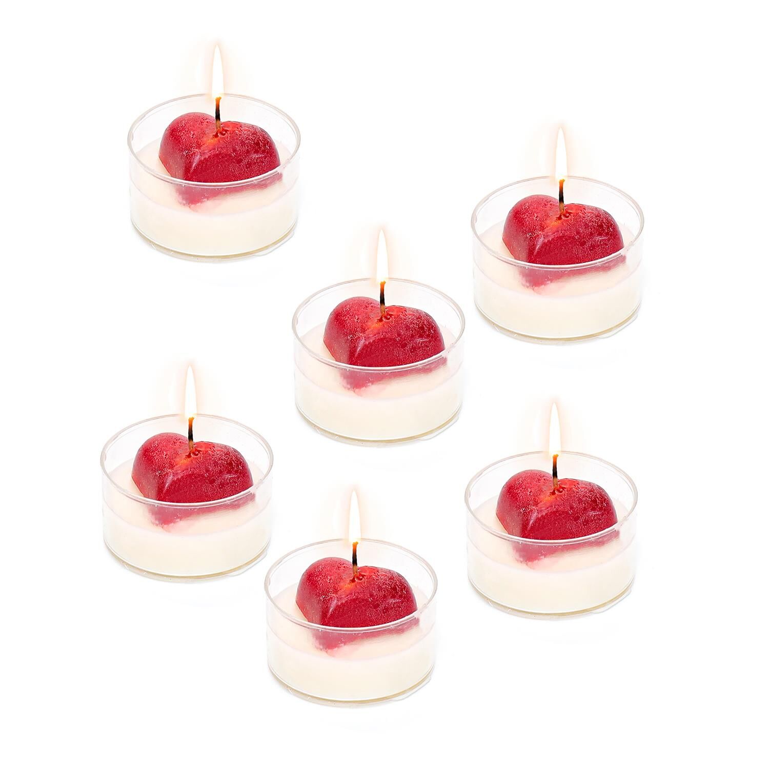 Sevgililer Günü 6lı Kalp Kabartmalı Rosewood Kokulu Tealight Mum Seti
