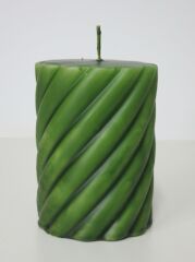 MİSSİ SPİRAL SİLİNDİR MUM- 10 CM YEŞİL