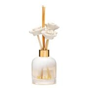 130 ml Beyaz Cam Şişe Gül Taş Bambu Çubuklu Rosewood Oda Kokusu
