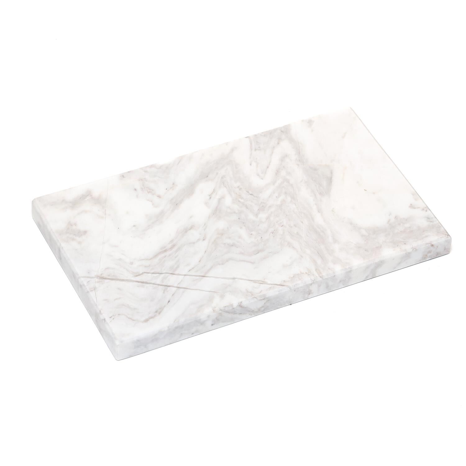 Dekoratif Sunumluk Gri Dalgalar Doğal Mermer Taş - 27x16 cm