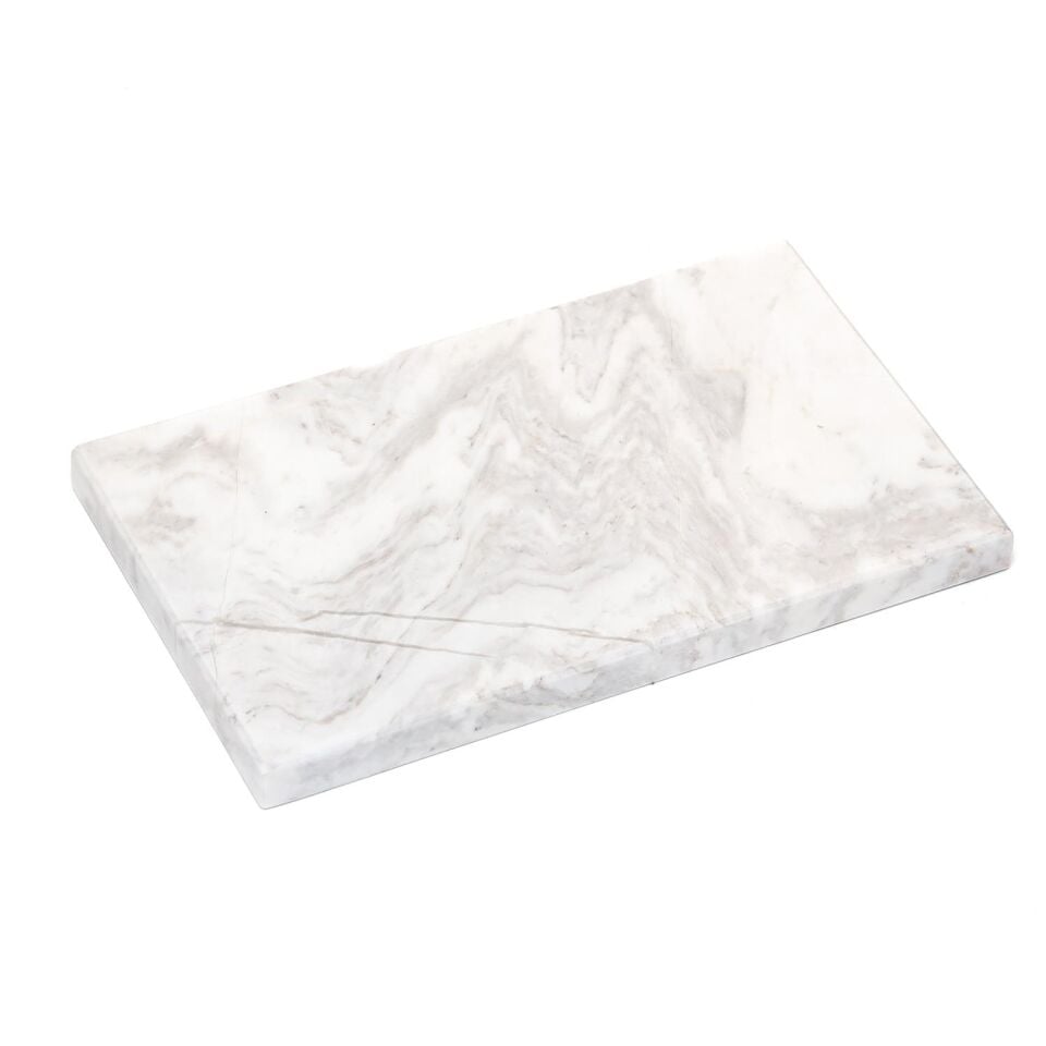 Dekoratif Sunumluk Gri Dalgalar Doğal Mermer Taş - 27x16 cm
