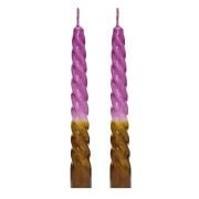 2'li Mor-Yeşil Burgulu Şamdan Mum Seti