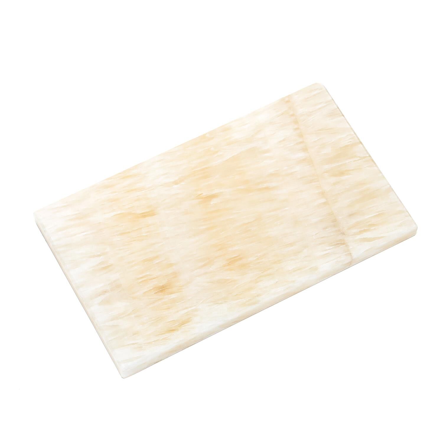 Dekoratif Sunumluk Beyaz Dalgalar Doğal Mermer Taş - 27x16 cm